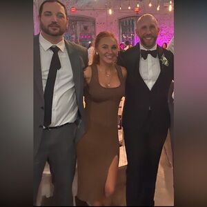 Superdown brown backless midi dress